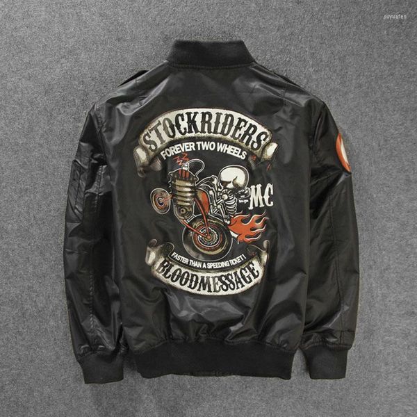 Jaquetas masculinas StockRiders Motocicleta Bomber Trench Men Baseball Skull Outerwear Pilot Windbreaker Fino Primavera outono 2023