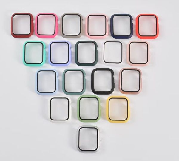 Hartes PC-Uhrengehäuse, 3D-Displayschutzfolie aus gehärtetem Glas, kratzfest, für Apple iWatch 5/4/3/2/1, vollständige Abdeckung, 38, 40, 42, 44 mm, mit Einzelhandelsverpackung
