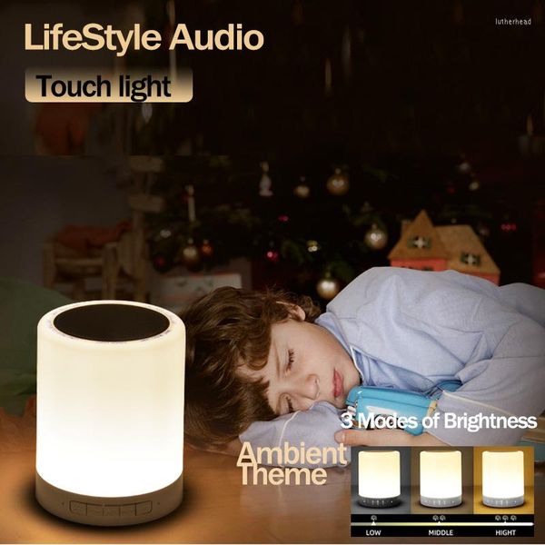 Nachtlichter Wecker Drahtloser Bluetooth-Lautsprecher Touch Control Digitale LED Wecklicht Tischuhr Wohnkultur