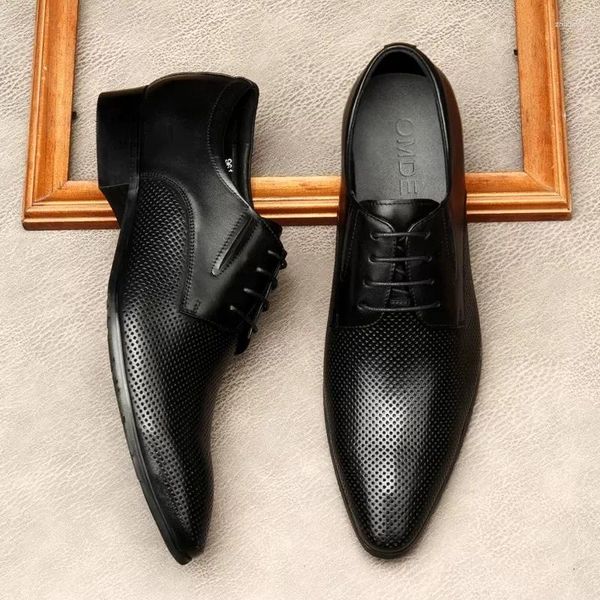 Sapatos de vestido estilo italiano homens homens couro genuíno oxfords lace up preto marrom formal festa de escritório casamento para