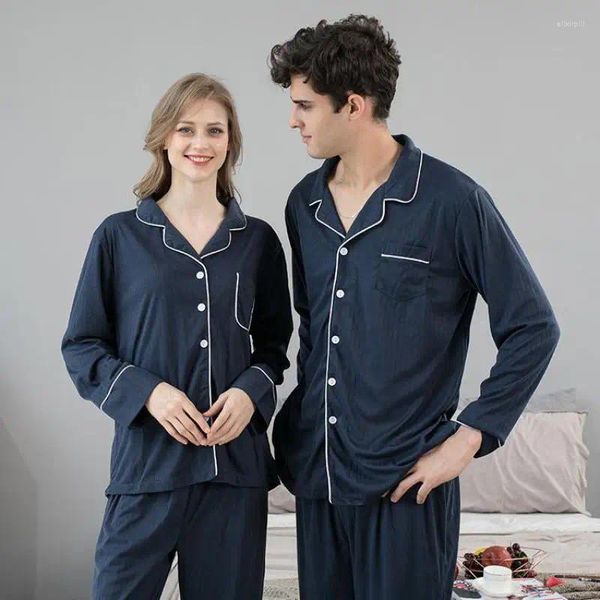 Pigiama da uomo per gli amanti dell'autunno Set pigiama per donna e uomo in cotone Abbigliamento per la casa Manica lunga Allentato Casual Coppia Lounge Vestaglia