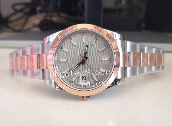 41mm Everose Uhren Herren Roségold Uhr Herren Bp Automatik 2813 Glatte Lünette Wimbledon Mechanisch BPF Champagner Pit Muster Grau Schiefer 21600 Vph/Hz Armbanduhren