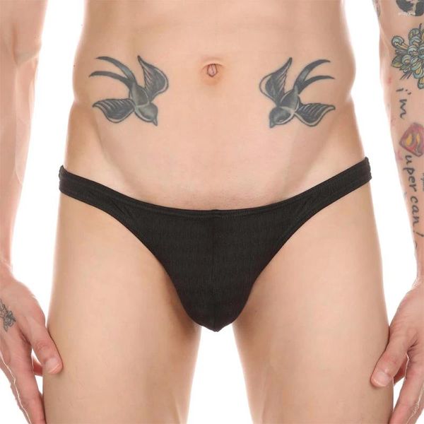 Cuecas sexy homens bikini briefs baixo aumento tanga hip elevador malha roupa interior fina lado alto corte calcinha sólida respiração lingerie