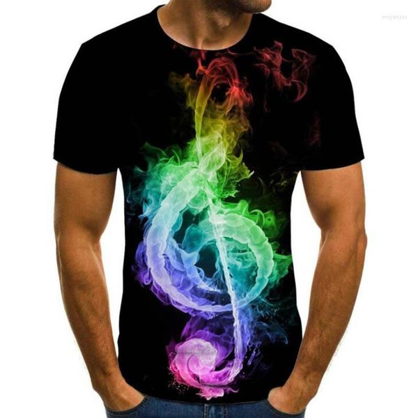 Herren T-Shirts Sommer 3D Musik Note Snoton Flamme Shirt Mode bedruckt Kurzarm Rundhals Casual T-Shirt Plus Größe 5XL Männer / Frauen