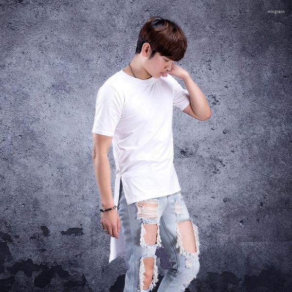 Мужская футболка для футболок Summer Wear Южнокорейская версия моды с коротким рукавом наполовину средние длинные тренды