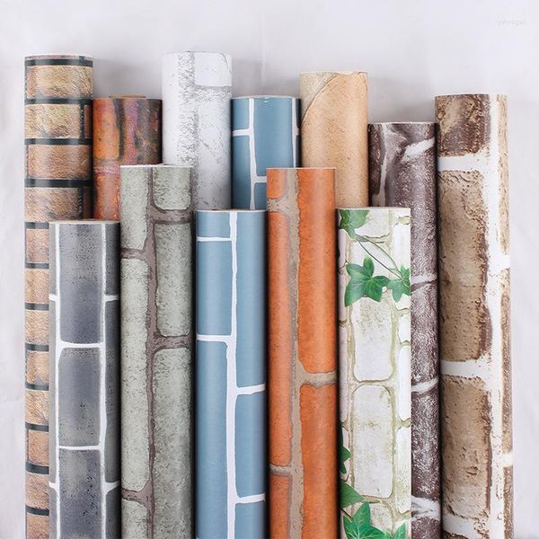 Duvar Kağıtları Ev Dekor 3D PVC Ahşap Tahıl Duvar Çıkarmaları Kağıt Tuğla Taş Duvar Kağıdı Kendinden Yapışkan Oturma Odası Yatak Odası Mutfak Dekorasyon