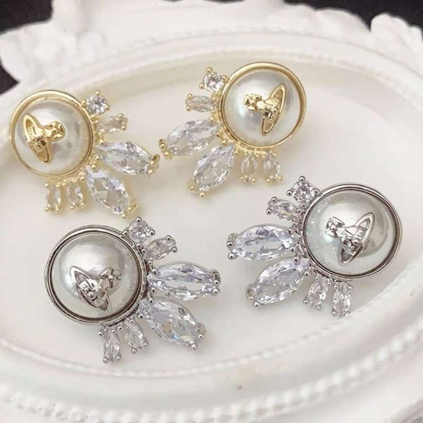 Viviane Westwood designer Viviennes Westwoods hip hop lussuoso hip hop perle orecchini di pietra per occhio di perla