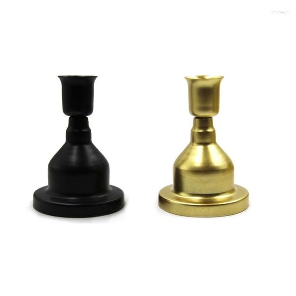Titulares de vela Black Golden Wedding Decoration Metal Candlestick Stand Vase Table Centerpieces Evento Flor Rack