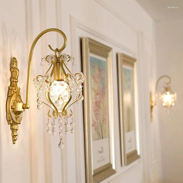 Настенный светильник, американская классическая гостиная, хрустальные светильники, роскошные светильники для спальни, прикроватной тумбочки, коридора, лестницы