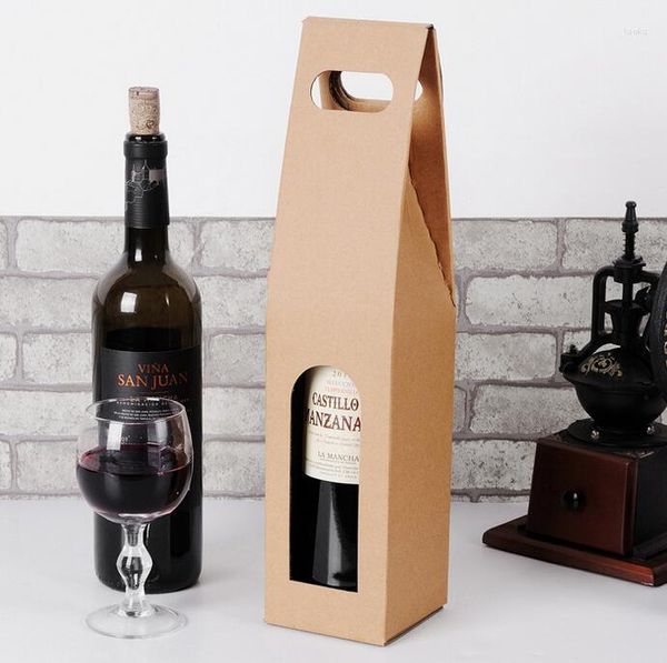 Decorazioni natalizie Confezione regalo per vino rosso Sacchetto singolo Carta Kraft portatile