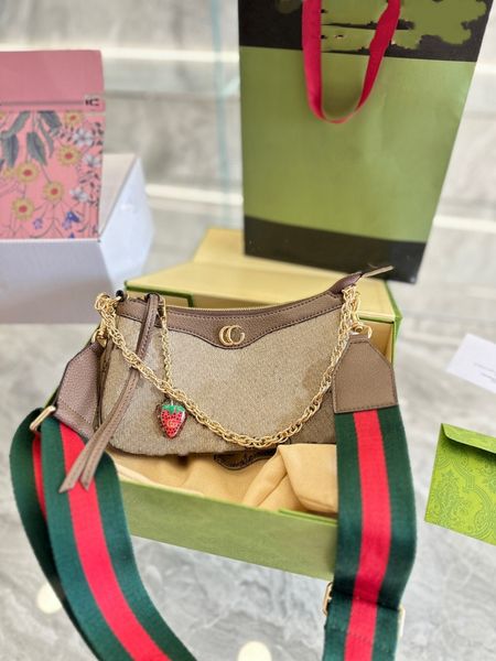 borsa firmata Ophidia Borsa sotto le ascelle Borse Crescent Moon Borse da donna di lusso Hobo alla fragola Tracolle regolabili Borsa Portafoglio borse tote carine