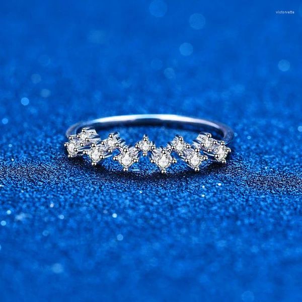 Clusterringe 0,4 CT Diamant Eternity Ehering Moissanit Verlobung Damen 925 Sterling Silber Jahrestag stapelbar