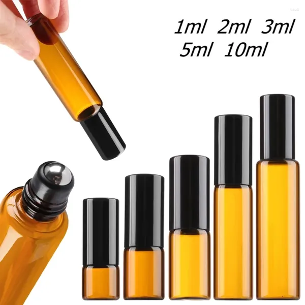 Lagerflaschen 50 stücke 1 ml 2 ml 3 ml 5 ml 10 ml Rolle auf Glasflasche Bernstein Ätherisches Öl Dünne Fläschchen Probentest