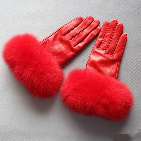 guanti in pelle di alta qualità guanti firmati moda peluche guanti impermeabili guanti invernali senza dita per ragazze da donna morbidi caldi regali di Natale antigelo antivento