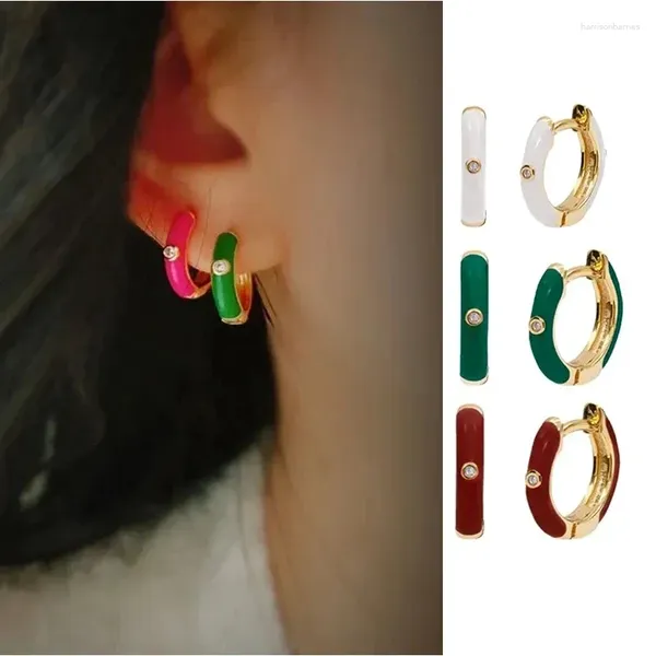 Orecchini a cerchio 18 carati color oro placcato orecchino per le donne piercing CZ zircone cerchio multicolore donna Huggie 2023 gioielli all'ingrosso