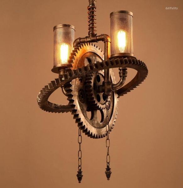 Pendelleuchten American Retro Industrial Iron Gear Lights Vintage LED für Esszimmer Café Internet Bar Restaurant DecorPendant