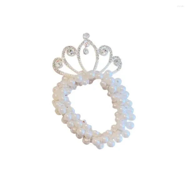 Accessori per capelli Porta coda di cavallo Elastico bianco per cravatte per lo styling del bambino Perline Perline Fasce per gioielli di moda Carine