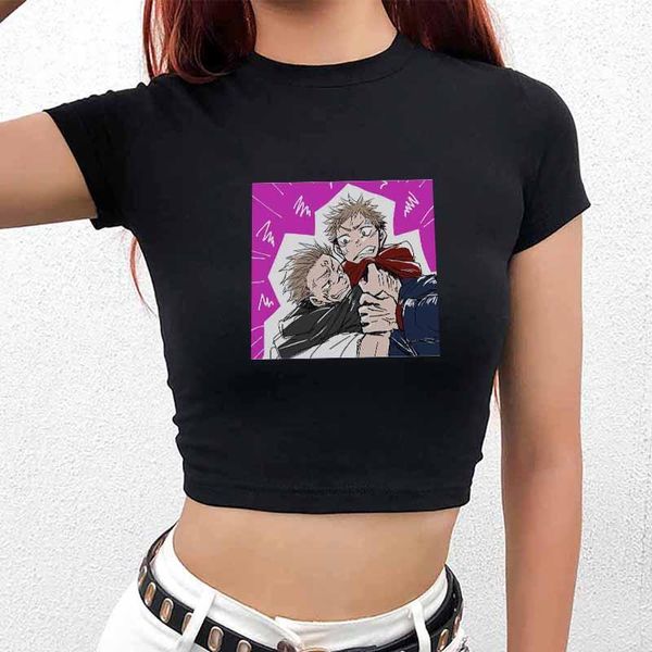 Kadın Tankları Camis Japon Anime Vintage Giysileri Y2K Corset Crop En İyi Kadın Bebek Tank Gotik Emo Estetik Grunge Jujutsu Kaisen 90s Cami