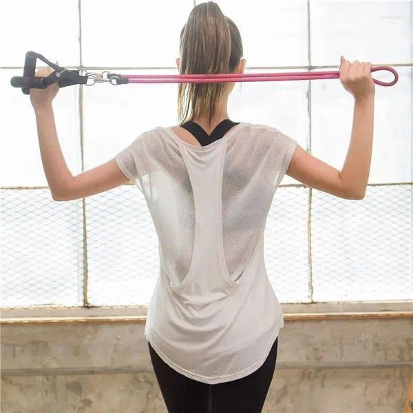 Aktif Gömlek Kadın Fitness Üstler Egzersiz Eğitim Egzersizi Salonu T Kadın Spor T-Shirt Vücut Geliştirme Yoga Kısa Kollu Tees Koşuyor