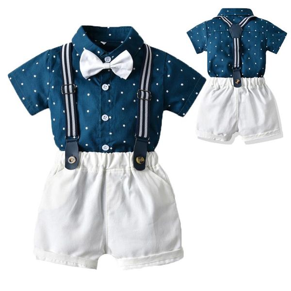 Kleidungssets Hübscher Sommerjungen-Set mit fünfzackigem Sternmuster T-Shirt und insgesamt 2-teiliger Anzug für Kinder Kinder Casual OutfitClothing