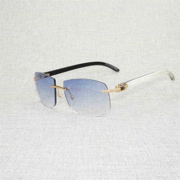 2023 Designer-Brille Modell Naturholz Oversize Büffelhorn Randlose Brille Herren Vintage Holzbrille Shades Für Outdoor Oculos Gafas Sonnenbrille