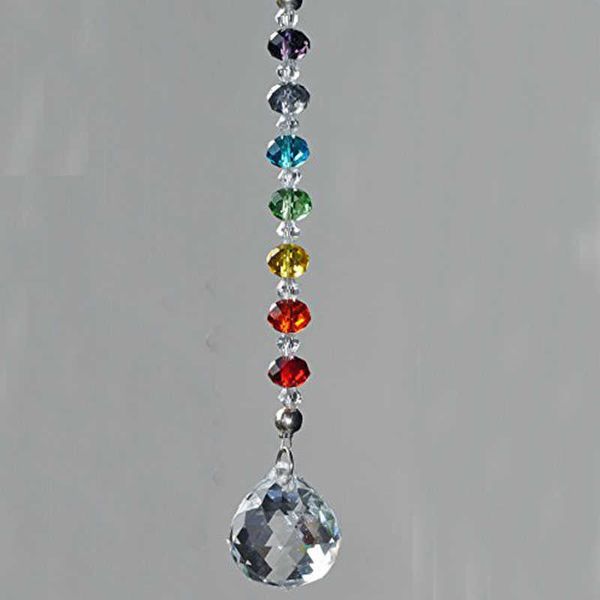 Pingentes 20mm 30mm 40mm Crystal Prism Ball Chakra Colors RONDELLE STRAND Design Rainbow SunCatcher Chrismas Decoração