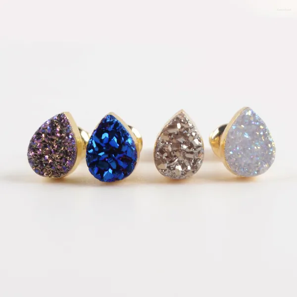 Ohrstecker 5Pairs Mini Druzy Wassertropfenform Natürlicher Achat Stein Piercing Ohrring Für Frauen Modeschmuck Geschenke Großhandel