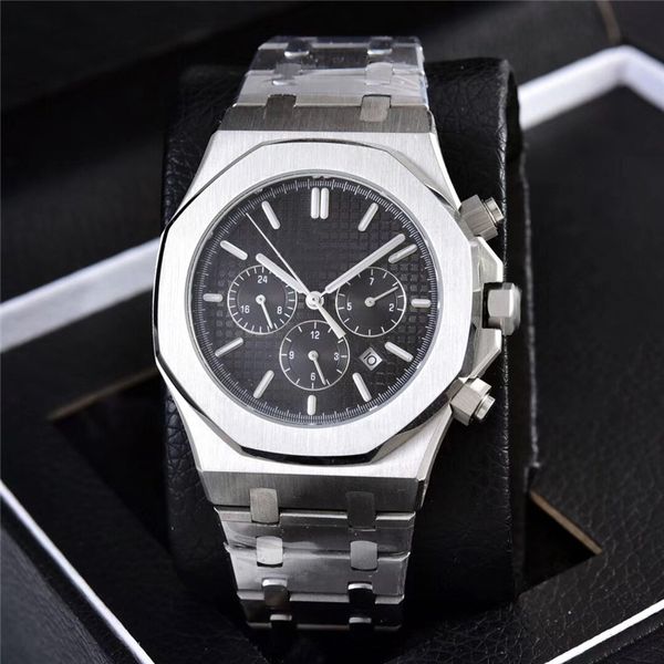 Mens Watch Designer Luxury Çok Fonksiyonlu Pil Hareketi Çok Fonksiyonlu Kadran Klasik Boyutu 42mm 904L Paslanmaz Çelik Kayış Men Orologio için.