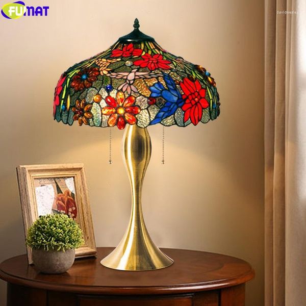 Tischlampen Tiffany Retro Kolibri Lampe Glasmalerei Kunst Schreibtisch Arbeitszimmer El Villa Dekor Licht Schlafzimmer Nachttisch