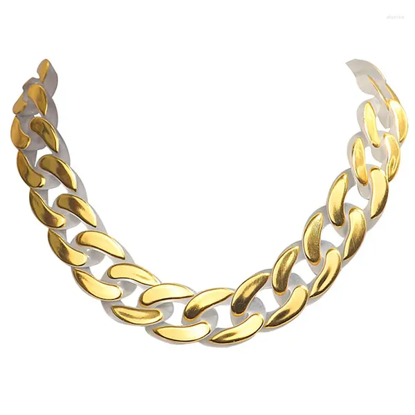 Цепочки FishSheep золотого цвета, массивная акриловая цепочка-колье, ожерелье для женщин, винтажное полимерное кубинское ожерелье с воротником, 2024, ювелирное изделие, подарок