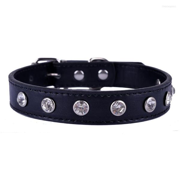 Hundehalsbänder Bling Diamante Welpenhalsband Rot Rosa Weiß Schwarz Pu-Leder Kristall Nieten Haustier Halskette Größe S M L