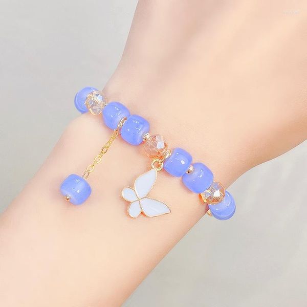 Strand Cartoon Butterfly Crystals Bracciale da donna Catene per ragazze Amici Studente Daisy Perline Bracciali Gioielli con ciondoli estetici