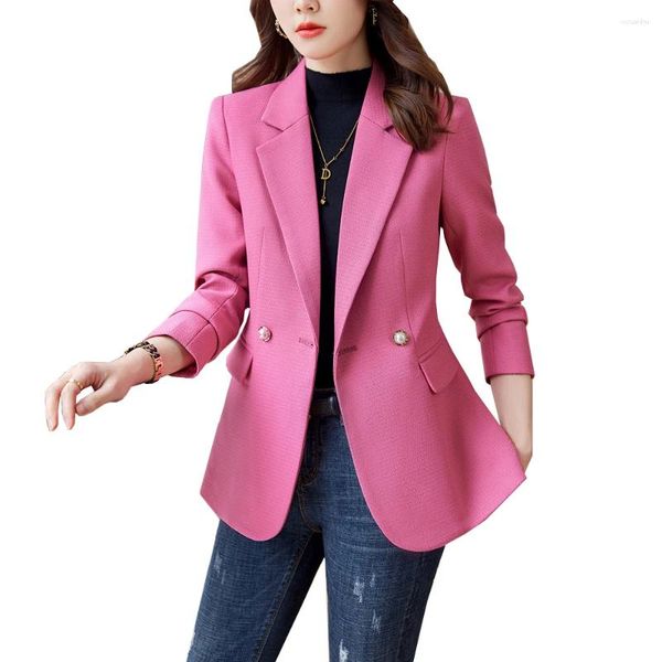 Damenanzüge Herbst Winter Langarm Frauen Blazer Damen Schwarz Rosa Lila Weibliche Business Arbeitskleidung Formelle Jacke