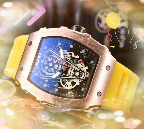 Sport militari popolari Orologi da uomo di grandi dimensioni Batteria al quarzo Super Fine Moda Fiori Quadrante scheletro Orologio da regalo maschile in silicone di alta qualità unico