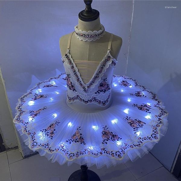 Stage Wear Tutu Balletto Led Light Ballerina Pancake Per Ragazza Donna Adulto Bambino Flower Dress Kids Dance Costumes