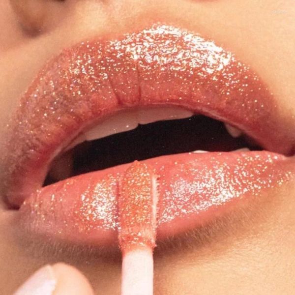 Lip Gloss Transparente Glitter Espelho Água Longa Duração Hidratante Esmalte Não-pegajoso Geléia de Cristal Líquido Batom Cosmético