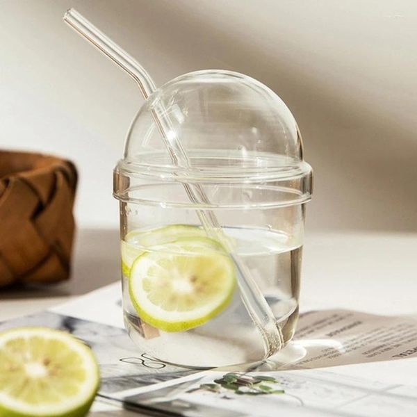 Copos de vinho ins francês resistente ao calor copos bobo com palha grande capacidade transparente café leite água tumbler capa