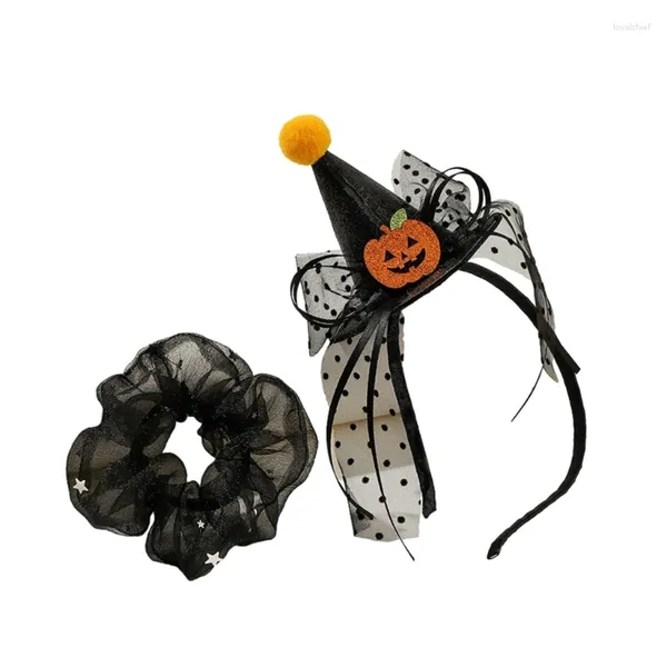 Fermagli per capelli Zucca di Halloween Cravatta Glitter Kitten Catch Hoop Forcina per capelli a tenuta forte