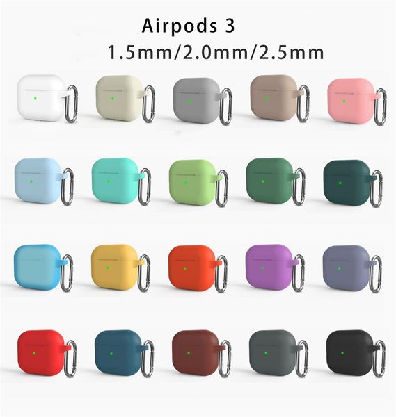 Capas protetoras para fones de ouvido, cores doces, à prova de queda, para airpods 3, anti-impressão digital, bluetooth, silicone, fone de ouvido com gancho