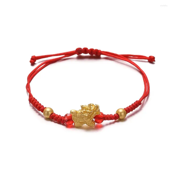 Braccialetti con ciondoli 2024 Bracciale intrecciato con perline di trasferimento del drago per donna Uomo Corda rossa fortunata regolabile Decorazione anno gioielli