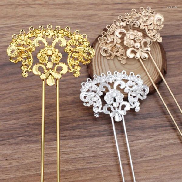 Haarspangen 5 teile/los Handgemachte Gold Farbe Kupfer Haarnadel Chinesische Sticks Braut Gabel Zubehör Für Frauen