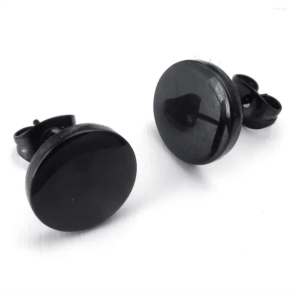 Dispensador de sabão líquido joias brincos masculinos 10mm círculo orelha studs 2 peças (1 par) aço inoxidável preto