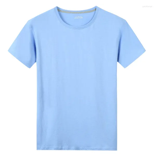 Ternos masculinos a2194 verão algodão camiseta cor sólida tecido de toque macio básico topos camisetas casuais roupas masculinas moda