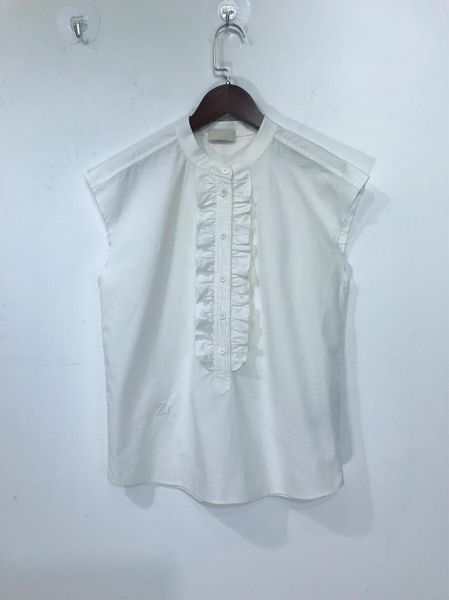 Camicette da donna 2023 Estate senza maniche Bianco girocollo Top da donna Top con lettere ricamate sul retro Camicia a maniche lunghe e mini abito