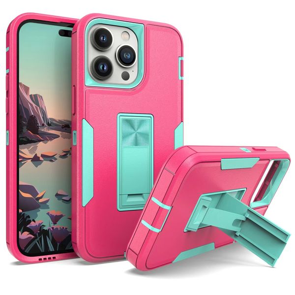 İPhone 15 14 Pro için Ağır Zırh Şok geçirmez Kickstand Case, 13 12 11 Pro Max Samsuang S23 Fe Plus Ultra A73 Moto Wiko Dayanıklı Görünmez Tutucu Arka Kapak