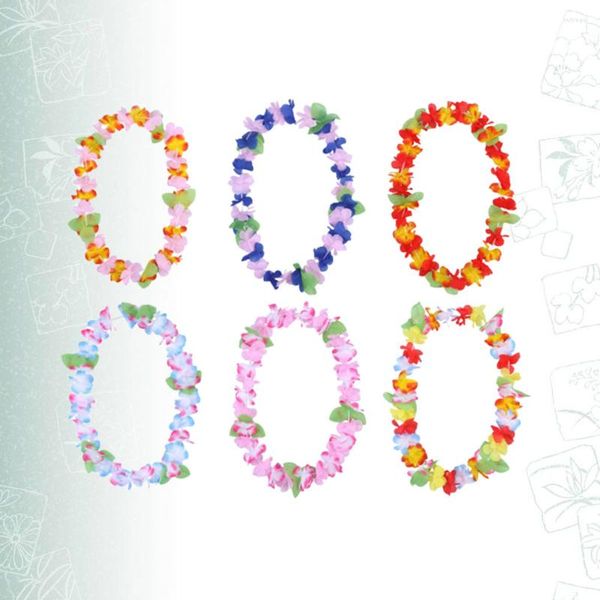 Flores decorativas LEIS Hawaii Party Garland Flower Flower Colar Luau Farda de cabeça Lei Acessórios Decorações de fantasia Praças de casamento de praia pescoço