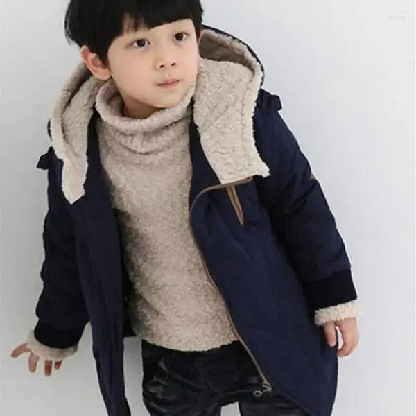 Куртки, детская зимняя модная утепленная мужская верхняя одежда, ветровка, плотная и теплая берберская флисовая одежда, парка с капюшоном