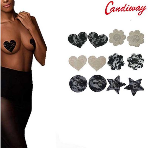 Brinquedo sexual massageador candiway renda exótica auto-adesivo descartável mamilo pasties adesivos sutiã invisível cobre brinquedos de mama para mulher