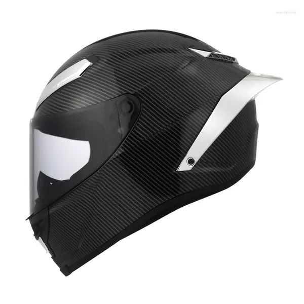 Capacetes de motocicleta DOT aprovado mulheres e homens rosto cheio capacete seguro corrida casco casque original prata carbono firber