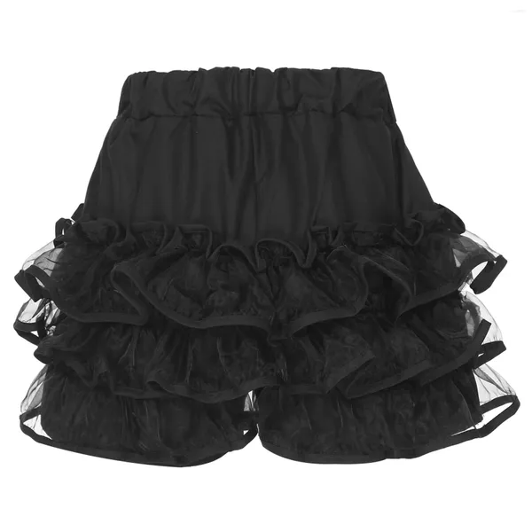 Shorts femininos Y2K Ruffles Lace Saia Mulheres Senhoras Tierred Lolita Bustle Segurança Babados Bloomers Bonito Masquerade Traje Bottoms